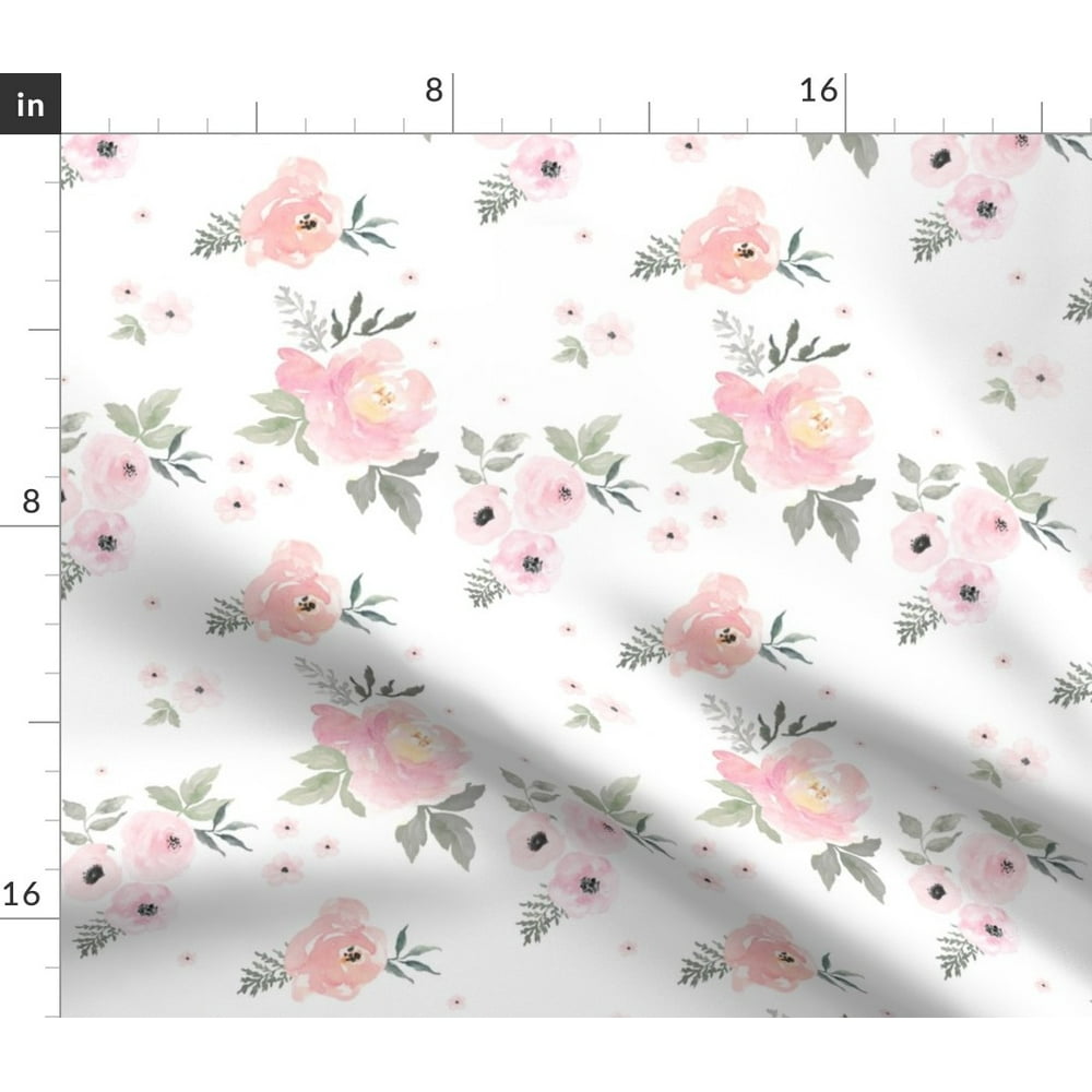 Shabby Chic Florals Roses Pale Pink Floral Fabric Printed by Spoonflower BTY
