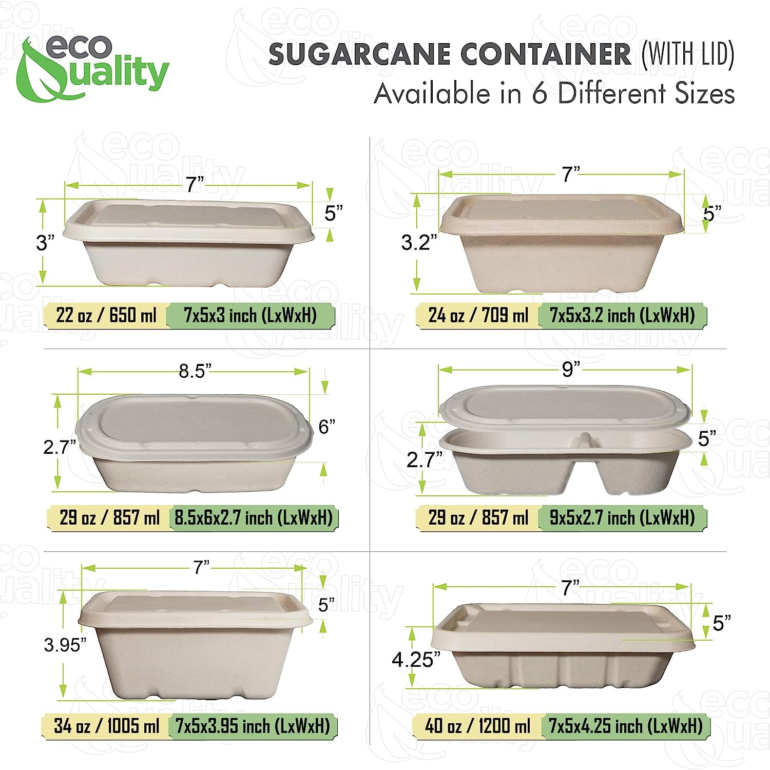 29oz Disposable Bowls with Fiber Lids - 2 Compartment Rectangular Compostable Sugarcane Biodegradable Paper Bowls Eco-Friendly Take Out Food Storage Containers, Microwave Safe, Meal Prep (50 PACK)