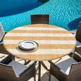 thumbnail image 6 of Burnt Orange Striped Round Tablecloth, Fitted Table Cover with Elastic for 36"-44" Round Tables, Farmhouse Vintage Stripes Table Cloth Outdoor Indoor Dinning Party Waterproof Tablecloths, 6 of 7