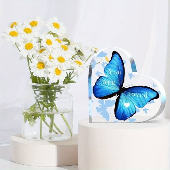 Acrylic Heart Gifts For Women Butterflies Inspirational Desk Decor Engraved Keepsake Tables Centerpiece Appreciation Gift Thank You Gift Birthday Christmas Gift