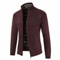 thumbnail image 3 of Suéter de punto Minnieouse para hombres cárdigan poliéster de moda rojo azufaifo 3XL, 3 of 6