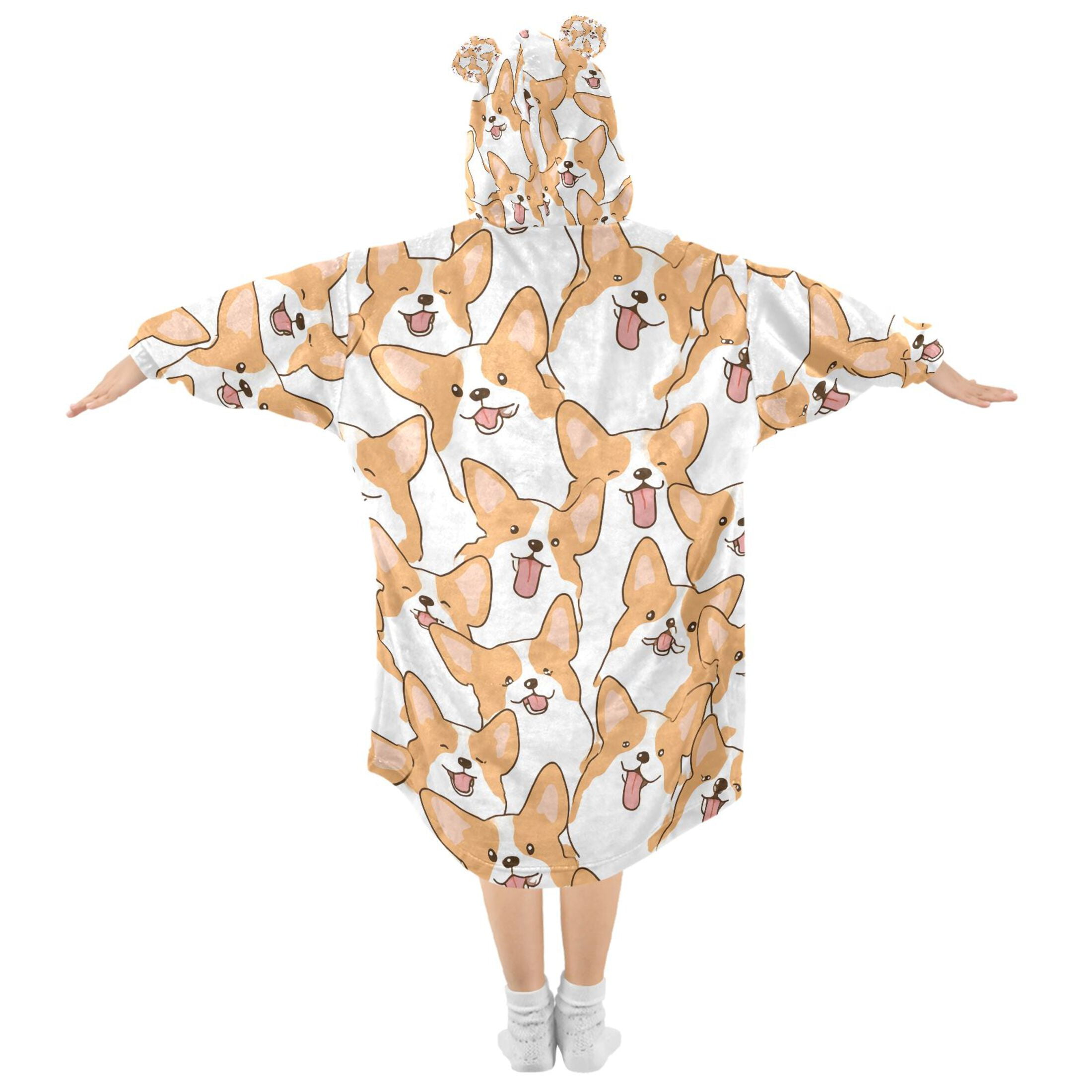 joogoo Blanket Hoodie for Doodle Corgi Dogs Oversize Sweatshirt 3-14 YR L
