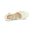 thumbnail image 4 of BLISSFUL STEP Women's Espadrille Wedge Heel Wedge Sandals White 7, 4 of 8