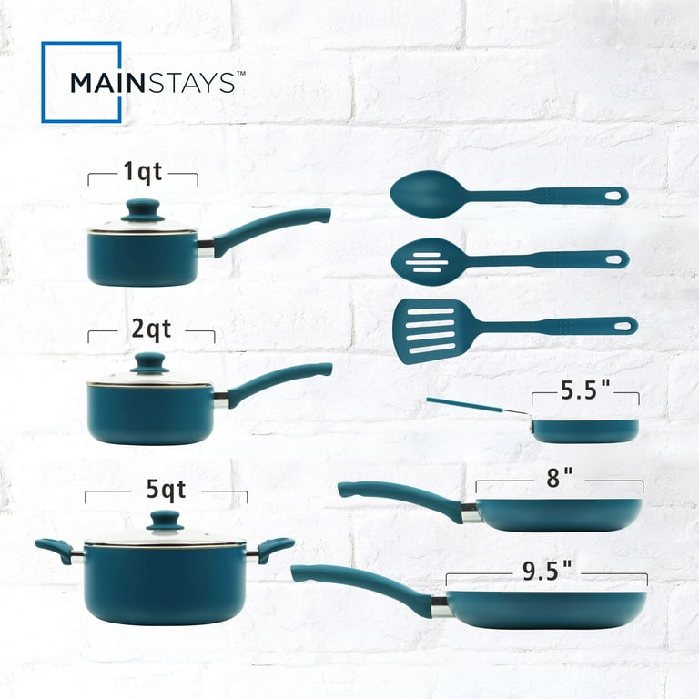 PVCマット Pasuto ストーンブルー 12点セット Free Shipping! Mainstays 12 Piece Ceramic Nonstick Aluminum
