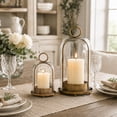 thumbnail image 6 of 5" & 4" Wide Versatile Metal Candle Holder with Handmade Sturdy Glass Dome in Brass for Pillar Candle & Plants, 5.8" xH12.6 4.2" xH8.1, Industrial, Farmhouse, Shabby Chic. (2, Brass, Large & Small), 6 of 7