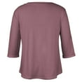 thumbnail image 5 of ADSSDQ Plus Size Tops 3/4 Sleeve Y2K Plain Spring Shirts For Women 2024 Casual Summer With Pocket V Neck Womens Dressy Blouses Elbow Length Graphic Tee Workout Clothes Pink 3XL, 5 of 5
