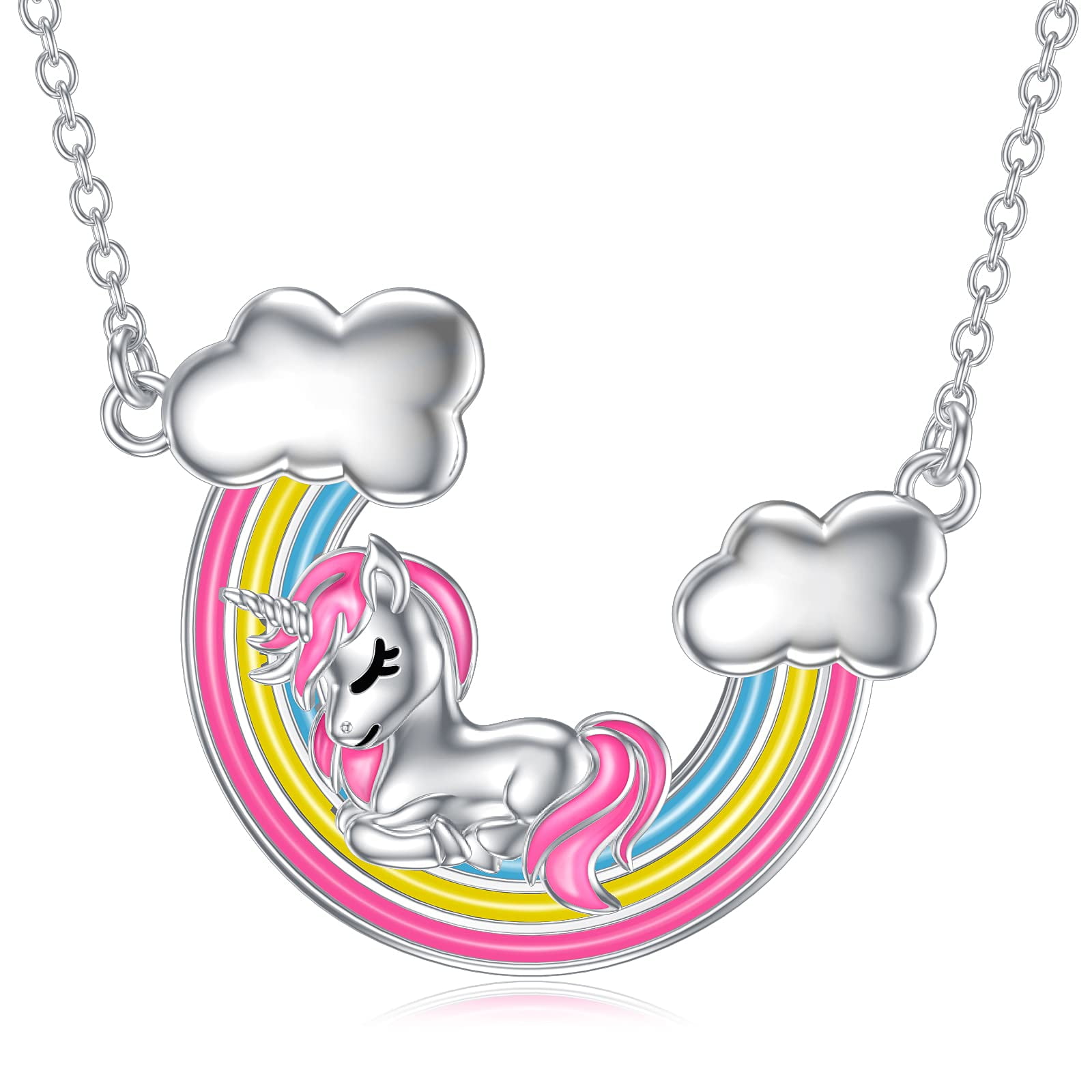 UNICORN HORSE PONY PENDENT SILVER NECKLACE 18 INCH  GIFT BOX BIRTHDAY PARTY 