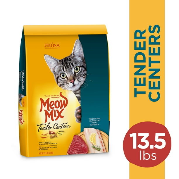 Meow Mix Tender Centers Tuna & Whitefish Flavors Dry Cat Food, 13.5