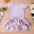 thumbnail image 4 of Summer Cute Baby Girl Clothes Outfits Infant Simple Design Round Neck Cotton Short Sleeve & Printed Short Skirt Two Piece Set 0-24Months Baby Clothing W/ 3 Colors, 4 of 8