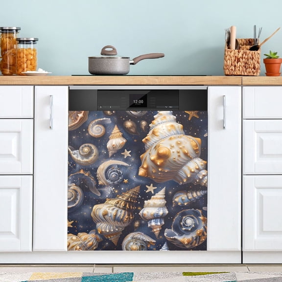 Shells and Starry Dishwasher Magnet Cover Magnetic Fridge Door Cover Home Kitchen Decor 23"x 26"