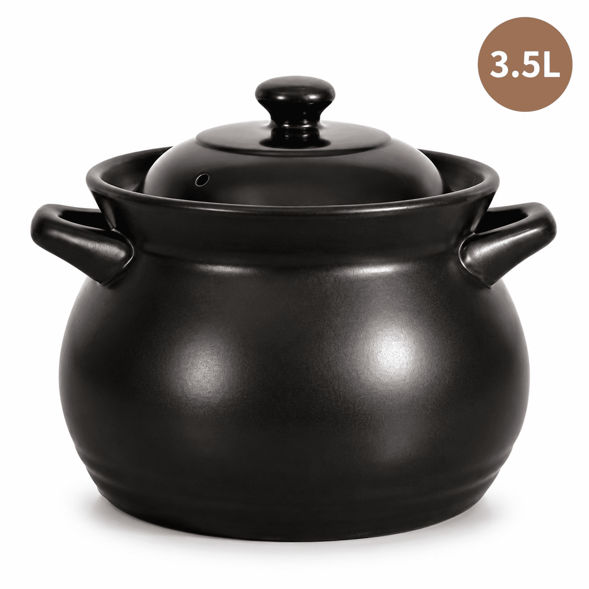 4 Quart Cauldron Slow Cooker with No Removable Crock Hard Porcelain Enamel Nonstick Covered Ceramic Casserole Pot, Nutrient-Rich Soup & Porridge Pot for Gas Stoves