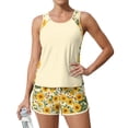 thumbnail image 4 of JULMCOMO Tankini Swimsuits for Women Sunflower Print Drawstring Crew Neck Sports Bathing Suit Beach Summer Two Piece Swimsuit Saffron S, 4 of 6