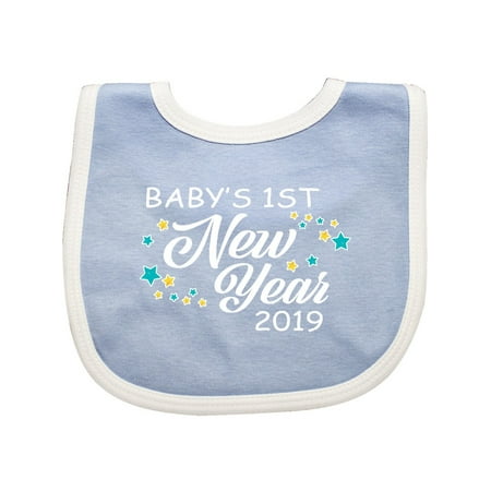 Babys 1st New Year 2019 with Stars Baby Bib
