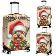 thumbnail image 2 of Merry Christmas Santa Yorkshire Terrier Scarf Twinkling Lights Xmas Holiday Travel Luggage Cover Yorkie Dog Lover Gifts Suitcase Dust Protective Decor - 00022, 2 of 5