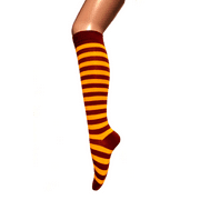 Zebra Stripes Knee High Tube Halloween Costume Cosplay Uniforms Skirts Socks For Women and Girls In Burgundy  with Gold Yellow Color