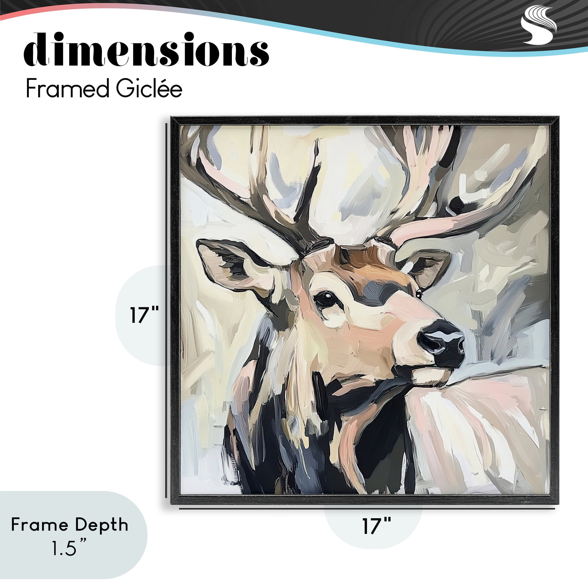 Stupell Industries Neutral Bull Elk Portrait Black Framed Giclee Art, design by Tina LeCour
