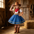 thumbnail image 5 of Grblisyd Girls Western Cowgirl Costume with Kids Vest & Hat Halloween Costume Dress Up Party Outfit 1-14 Years, 5 of 5