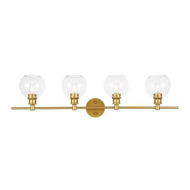 Living District Collier Industrial Mid-Century Modern Brass Clear Glass 4-Light LED Wall Sconce