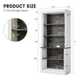 thumbnail image 4 of 5-Tier Open Bookcase, Tall Roman Column Bookshelf with LED Lights, White & Black Wood Grain Adjustable Book Shelves, Freestanding Display Storage Organizer for Home Office, Living Room, 4 of 7