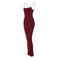 thumbnail image 4 of xiaxaixu Femmes Bodycon Midi Robe, Spaghetti Sangle Robe de Cocktail de Couleur Unie, 4 of 9