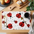 thumbnail image 2 of Ladybug Placemats Set of 12 Cartoon Red Black Dots Animals Modern Simple Place Mats Indoor Wipeable Table Mats Washable Cloth Dining Table Placemats for Kitchen Holiday Party Home Decor 13x19 Inch, 2 of 9