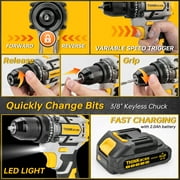 THINKWORK 20 Volt Cordless Brushless Drill Kit: 20V Electric Power Drill with 265 in-lbs Torque, Ideal for DIY Tool Set and Daily Repairs in a Comprehensive Tool Kit