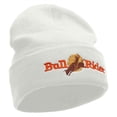 thumbnail image 4 of Bull Rider Embroidered 12 Inch Long Knitted Beanie - White OSFM, 4 of 5
