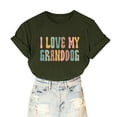 thumbnail image 6 of Lovskoo 2024 Summer Tops Womens Fashion Short Sleeve Round Neck Trendy "I Love My Granddog" Printed T-Shirt Casual Loose Shirt Tops Olive Green L, 6 of 7