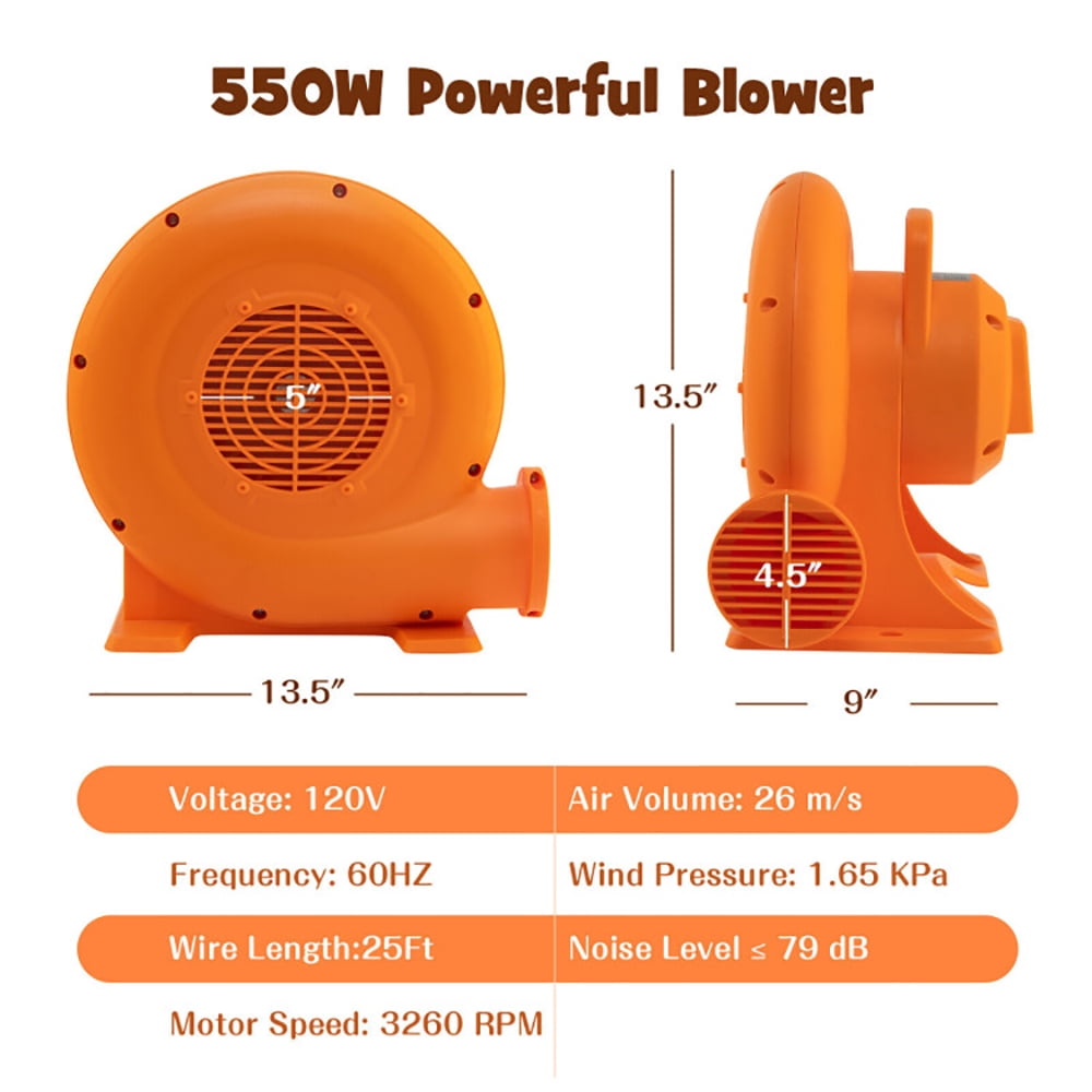 Aimee Lii 550W Air Blower (0.7HP) for Inflatables with 25 feet Wire and GFCI Plug