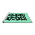 thumbnail image 2 of Ahgly Company Machine Washable Indoor Round Oriental Turquoise Blue Traditional Area Rugs, 5' Round, 2 of 4