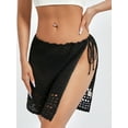 thumbnail image 2 of Womenacute;s Summer Short Bikini Skirt Solid Color Split Hollow Tie Up Crochet Beachwear Skirt, 2 of 9