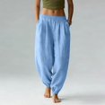thumbnail image 2 of Casual Pants for Women High Waisted Lightweight Cotton Linen Harem Yoga Travel Beach Pants, 2 of 3