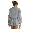 thumbnail image 6 of Coduop Women's Striped Shirt Jumpsuit Loose Long Sleeve Button Down Shorts Rompers Office Clothes, 6 of 6