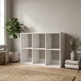 thumbnail image 2 of Furnibear 6 Cube Bookshelf with Back Guardrail for Living Room Bedroom White, 41" x 13" x 27.5" - Open Storage Display Rack for Home Office, 2 of 11