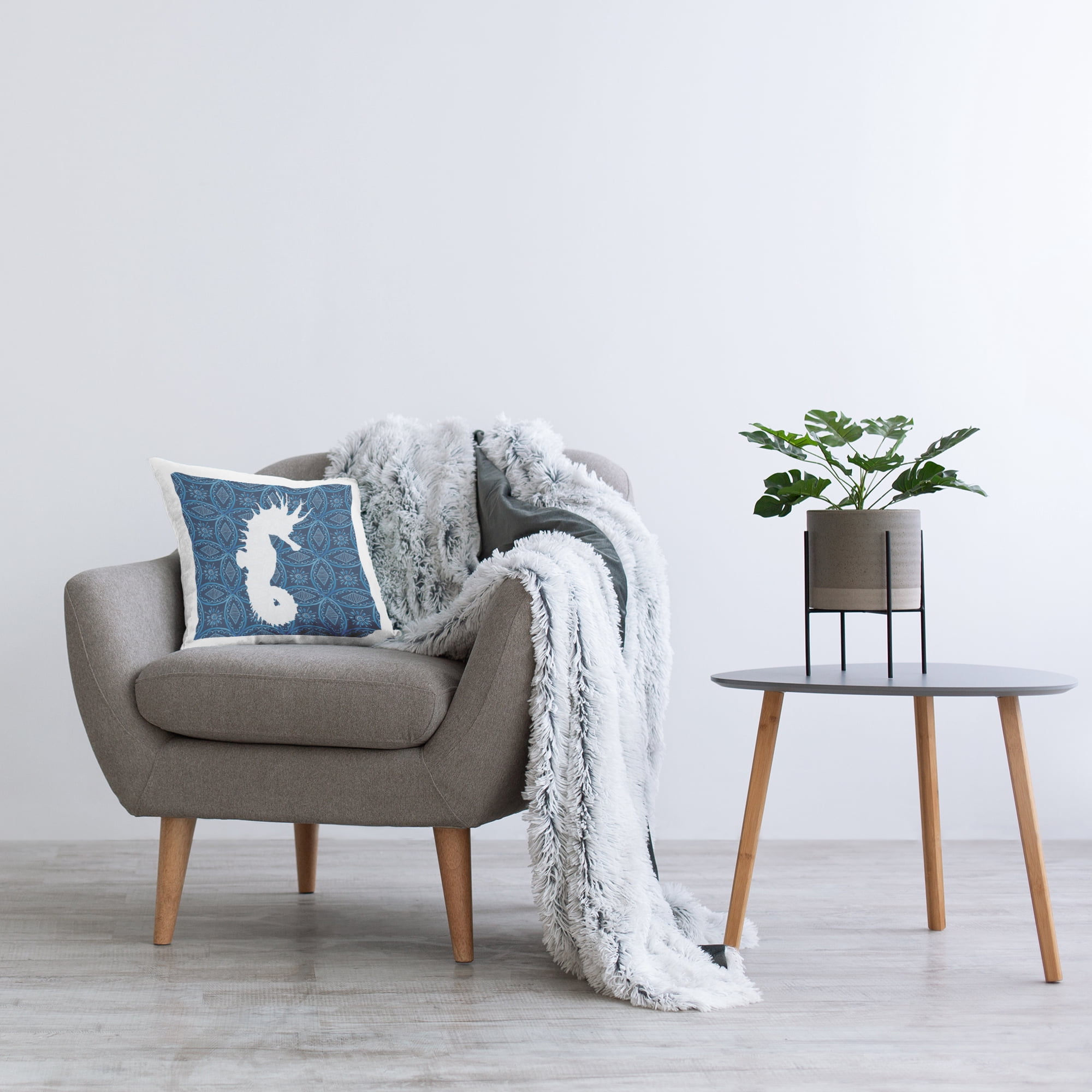 Stupell Industries Sea Patterned Seahorse Decorative Printed Throw Pillow Design by Carol Robinson.
