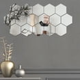 thumbnail image 1 of Espejo de pared hexagonal autoadhesivo de papel, espejo de pared, decoración, costura para el hogar, espejo de cuerpo completo suave, 1 of 4