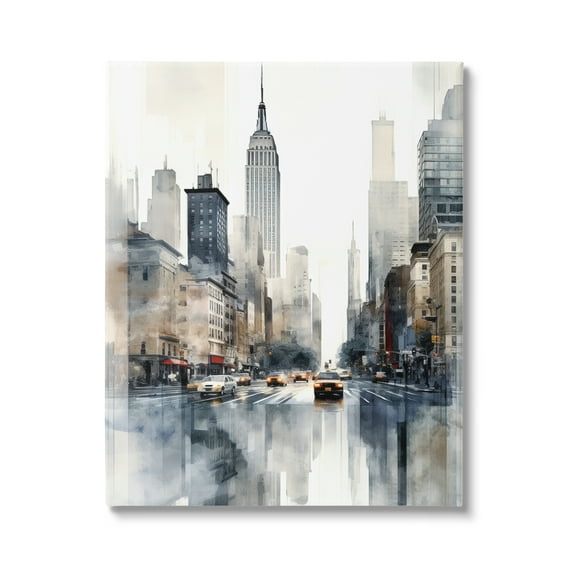 Stupell Industries New York Urban City Travel & Places Painting Gallery Wrapped Canvas Art Print Wall Art, 16 x 20