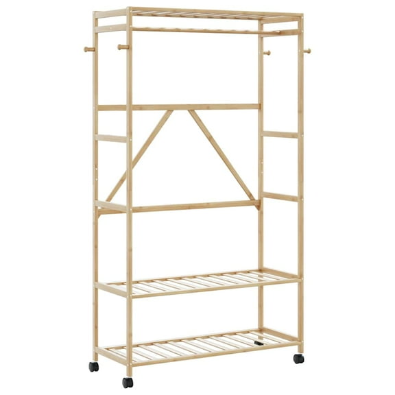 vidaXL Clothes Rack with Shelves and Wheels 43.3"x15.7"x70.9" Bamboo