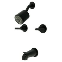 Kingston Brass KBX8140KNL Convergent Double-Handle Tub and Shower Faucet with Knurled Handle, Matte Black