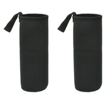 Uxcell Neoprene Water Bottle Sleeves, Water Bottle Carrier Textured Insulators with Strap for Hiking Cycling Black 3 Inch