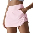 thumbnail image 2 of Sakmal Spandex Women's Shorts Pink Workout 4" Mini Skirt Tennis Quick Dry Skorts for Women, 2 of 9