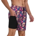 thumbnail image 2 of Sikiie Skull rose blue flower Print Men's Double Layer Swimming Trunks, Adjustable Waistband and Pockets Sports Swimming Trunks, Beach Swimwear-Medium, 2 of 6