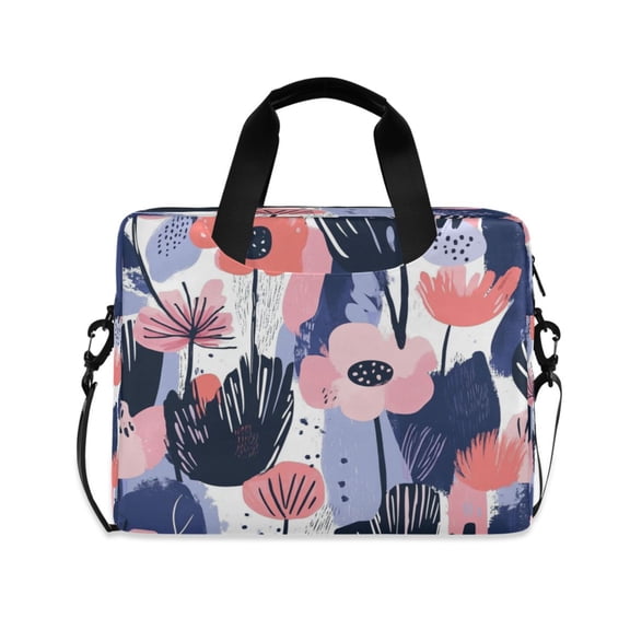 16" Laptop Tote Bag Laptop Sleeve Case Computer Briefcase for Work & Travel Navy Blue Abstract Flowers