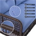 thumbnail image 5 of JERFIT 5-Piece Outdoor Patio Sectional Set with Swivel Rocking Chairs, PE Wicker 3-Seater Sofa Conversation Set with Wood Table for Poolside, Deck, Backyard, Blue, 5 of 10