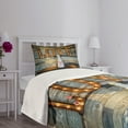 thumbnail image 3 of Ambesonne Brown Quilted Bedspread Set 2 Pcs, Wedding Cake Love Wood, Twin Size, Multicolor, 3 of 5