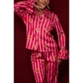 thumbnail image 6 of Osdhezcn Women Ruffle Sleeve Sleepwear Pajamas Set Striped Button Up Shirt and Loose Pant, 6 of 10