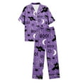 thumbnail image 4 of Pajamas For Women Set Halloween Pumpkprint Short Sleeve Shirts Long Pants Costume Sleepwear Loungewear Nightwear Nightclothes Homewear, 4 of 5