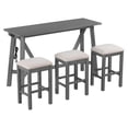 thumbnail image 2 of 4-Piece Dining Room Table, Dining Table For 3 With USB Port And Power Board, Bottom Shelf, 3 Upholstered Bar Stools, Cushion, Modern Furniture Set, 2 of 9