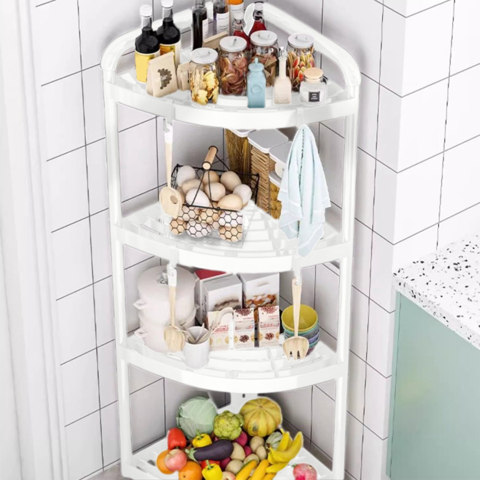 Ovzne 4-Tier Corner Shower Shelf – 36.2 X 16.9 X 12.2 Inches Plastic Shower Organizer, Adjustable Bathroom Rack With Stable Design For Shampoo, Conditioner More