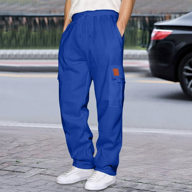 Men's Casual Utility Joggers Comfortable Solid Color Work Pants with Multiple Pockets for Outdoor and Daily Wear
